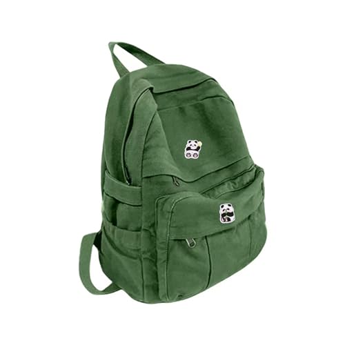 IAUGO Canvas Backpack for Women Cute Backpack for Women Vintage Laptop Aesthetic Knapsack-Green