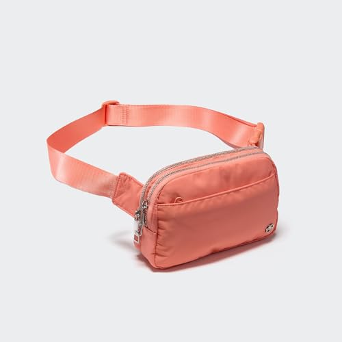 Image of Pander Everywhere Belt Bag for Women, 5 Zipper Pockets Nylon Crossbody Fanny Pack Purse (Dark Salmon).