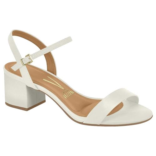 Sandália Vizzano Salto Bloco Feminino, Off white, 35