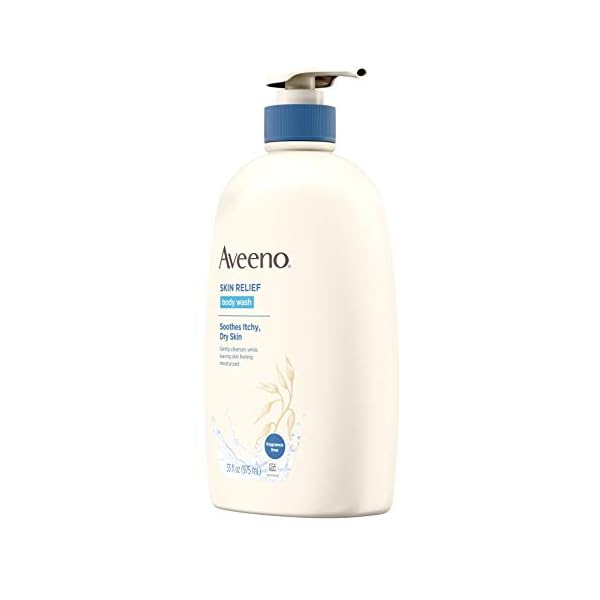 Aveeno Skin Relief Fragrance-Free Body Wash with Oat to Soothe Dry Itchy Skin, Gentle, Soap-Free & Dye-Free for Sensitive Skin, 33 fl. oz