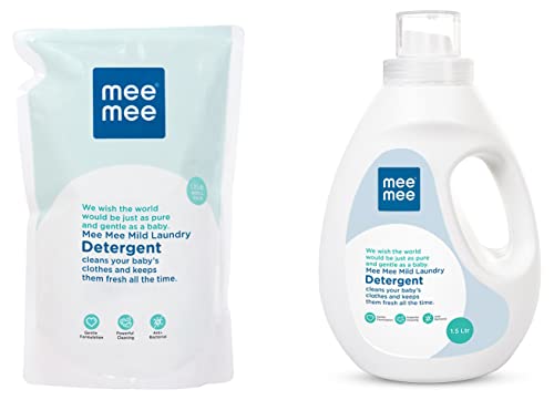 Mee Mee Mild Baby Liquid Laundry Detergent Refill Pack, 1.2L & Mee Mee Mild Baby Liquid Laundry Detergent, 1.5L