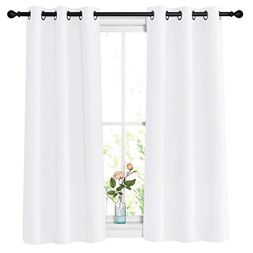 NICETOWN White Room Darkening Curtain Panels - Triple Weave Thermal Insulated Decorative Grommet 50% Light Blocking Window Curtains for Bedroom/Kitchen (Set of 2, W37 x L48)