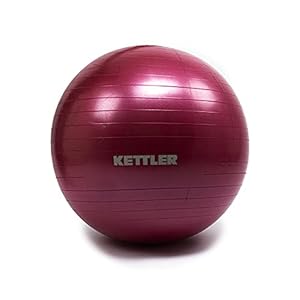 Kettler Premium Exercise Ball – German Technology Powered for Home, Office, Multifunctional Relieves Back Pain,for Abs with Hand Pump,for Men & Women (Burgundy, Size 75 cm)