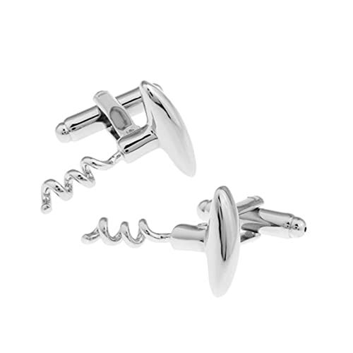 Boutons de Manchette Homme, Kit Bouton de Manchette Ouvre-Bouteille de Vin Rouge Argent pour les Chemises de Smoking 2.1X0.95CM