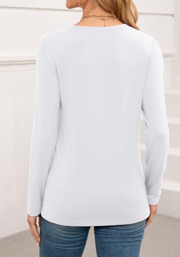 Image of WEACZZY Women's Long Sleeve Tops Dressy Casual Sexy V Neck Work Shirts Loose Fit Blouses Tunic Fall Fashion Outfits 2025
