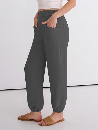 Image of ANRABESS Womens Pants Elastic Waist Summer Casual Harem Barrel Lounge Work Slacks Cropped Beach Vacation Clothes with Pockets