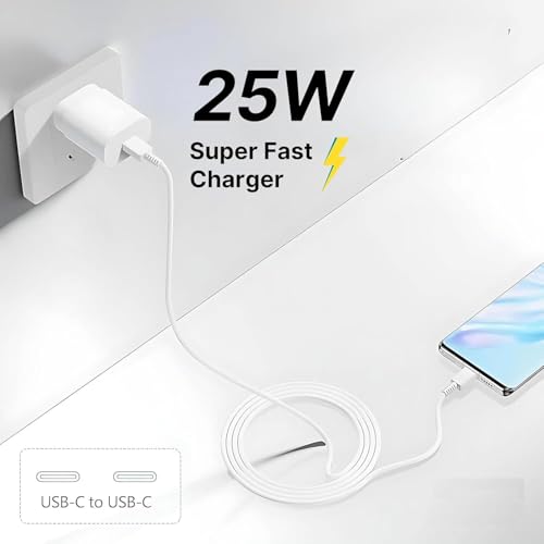 Image of 25W PD Ultra Fast Charging Power Adapter for Honor 90, PPS Protection Compatible with S24 /S23 /S21 All Plus &Ultra Series,Fold 6 /5 /4,NordCE 3Lite 5G,2T 5G,CE 2 Lite 5G,Nord 5G(SG1, White)