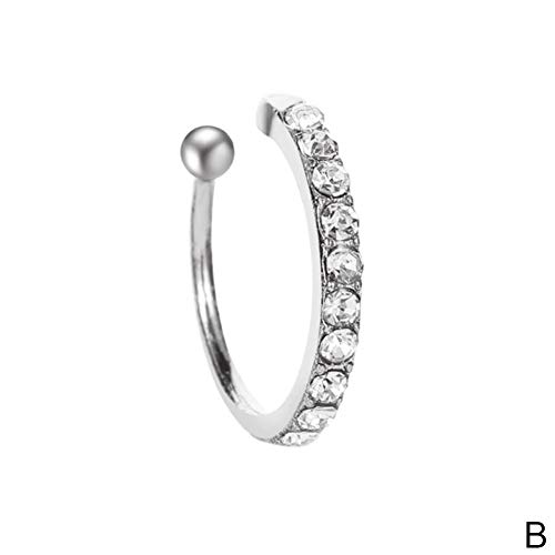 Earrings Cartilage Lady Fake Earring Earring Crystal Zirconia Ear Cuff Wrap Clip On Ear By Sgdfdju (Metal Color : Silver) #TOP3