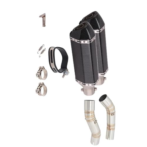 50.8MM オートバイ排気 エスパスモト 改良型ミッドリンクパイプ ダブルコネクト カーボンマフラー に適合するYZFR1 YZF R1 2004 2005 2006 用