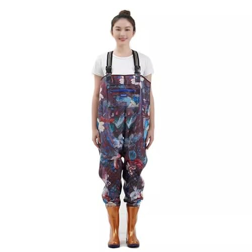 AIJILI Vadeadores de Pesca Vadeador De Pecho Impermeable con Bota Y Correas De Hombro Ajustables En Forma De H For Pesca con Vadeador De Pesca con Bota For Mujer(Purple 1,38)