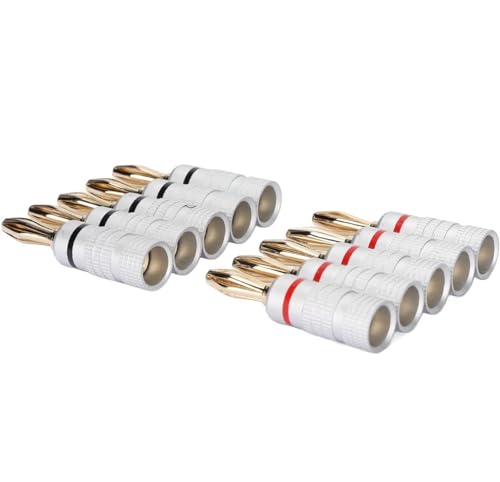 Image of [ 12 Pieces (6 Pcs Red & 6 Pcs Black) ] Banana Jacks Speaker Connector Adapter, Open Screw Type, For Speaker Wire, Wall Plates, 24k Gold Plated Speaker Banana Plugs, Closed Screw Type