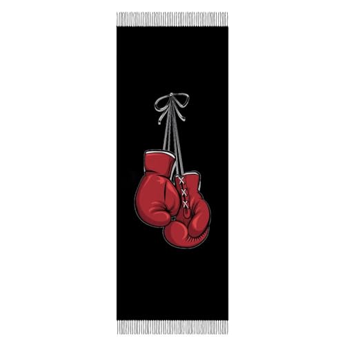 KWQDOZF Guanti da boxe rossi Sciarpa lunga morbida Sciarpa autunnale invernale Scialle alla moda con frange Sciarpe coperte calde