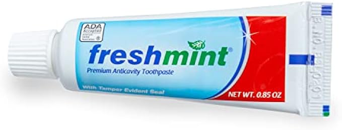 Freshmint® 144 Tubes of 0.85 oz. Premium Anticavity Fluoride Toothpaste with Safety Seal (ADA Accepted)