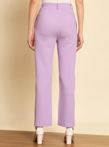 Women’s Regular Fit Comfort Solid Purple Trousers – Versatile Office & Casual Wear Pants4