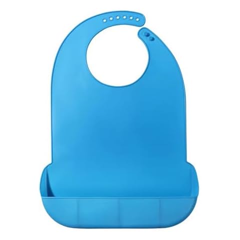 YYGMSS Waterproof Bibs for Adult, Silicone Adult Bibs with Crumb Catcher, Adjustable Bib for Elderly Women Eating (Blue, Medium) Cover