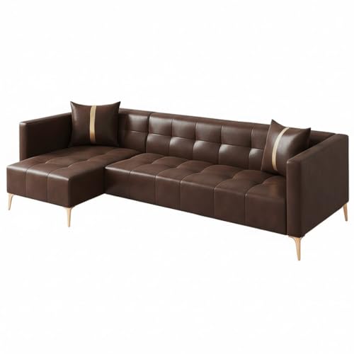 Image of FURNY Styliving 6 Seater Leatherette LHS L Shape Sofa Set (Dark Brown) Premium Finish Sectional Sofa | Comfortable & Durable | Ideal for Living Room
