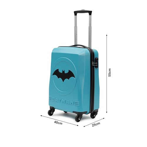 Image of YAYAVAR Batman Trolley Suitcase - 40L, Cabin Luggage with 8 Spinner Wheel, Hard Shell Polycarbonate Suitcase, Number Lock, Water Resistant, Luggage Bag for Travel (Teal & Black, 55cm, Small)