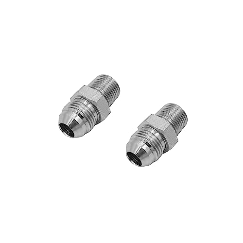 Image of (2-PACK) 2404-08-06 Hydraulic Hose Adapter Fitting 1 /2 inch Male JIC 37 Flare (3 /4 inch-16UNF) x 3 /8 inch Male (3 /8 inch-18NPTF) SAE Straight Pipe Joints Tube Connector Carbon Steel