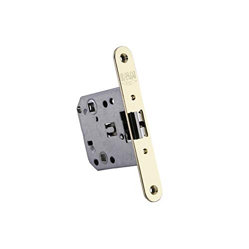 IFAM Picaporte para Puertas W147 RHL, Frente Redondo, Acabados en Latón, Entrada 47 mm, Cerradura Puerta Interior y Exterior, Seguridad, Antiganzúa, Cerrojo, Sistema Antirrobo, Pomo, Manivela, Cierre
