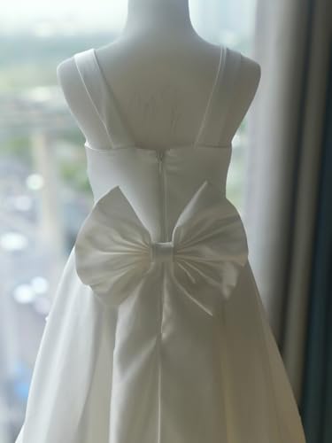 Satin Flower Girl Dresses for Wedding Tea Length First Communion Dresses for Girls Kids Princess Birthday Gowns4