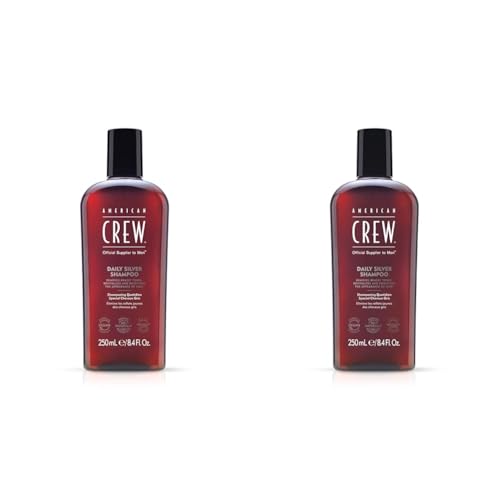American Crew Men's Shampoo by American Crew, Daily Silver Shampoo, Naturally Derived, Vegan Formula, 8.4 Fl Oz (Paquete de 2)