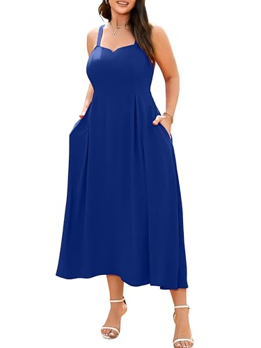 Image of RWJ Women's Plus Size Dresses with Pockets V-Neck Sleeveless Maxi Dress for Wedding Guest Dress Formal Cocktail