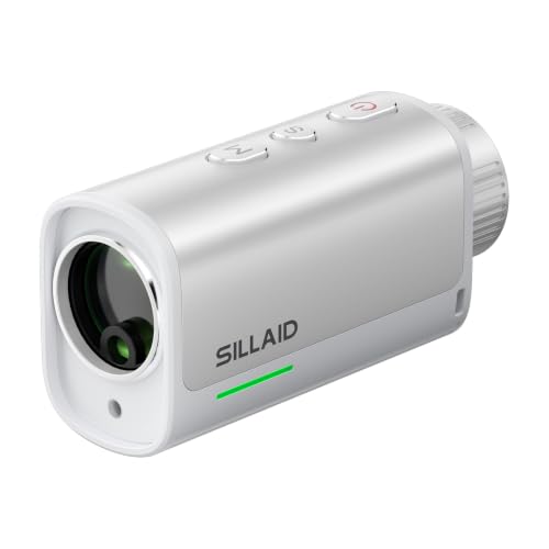 SILLAID Golf Rangefinder with Slope, 23mm Large Objective Lens Laser Rangefinder, 0.02s Fast Measurement, 7X Magnification, USB-C Rechargeable Golf Range Finders for Golf & Tournament Legal (White)