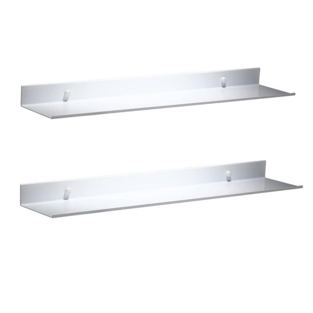 Estantería flotante de metal para montar en la pared, estante de baño blanco montado en la pared, ahorro de espacio, resistente al óxido, capacidad de carga extra fuerte (2 unidades, 60 cm)