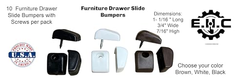 Image of Furniture Drawer Slide Bumpers for Pull Out Shelves /Choose Your Color (Brown, White, Black) All Hardware Included 10 Bumpers per Pack by E.H.C. (Black)