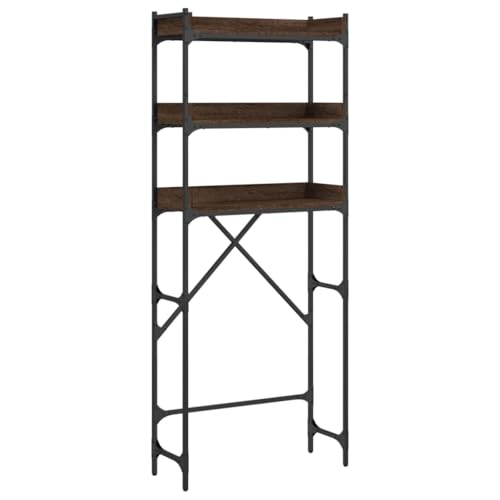 Mokuyary - Estantería para lavadora (roble marrón, 67 x 25 x 163 cm, madera de ingeniería, armario para lavadora y secadora, mueble de almacenamiento por encima del inodoro, estante para cuarto de