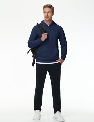 TACVASEN Mens Sweatshirts Hoodies Micro Fleece Pullover Midweight Casual Workout Waterpoof Hoodie Windbreak Thin Spring Hiking Sweatshirt Navy S