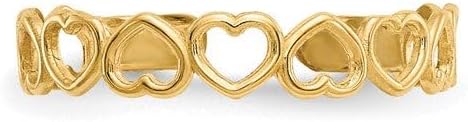 Jewelry Affairs 14k Yellow Gold Hearts Open Adjustable Toe Ring