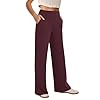 COPYLEAF Wide Leg Pants Woman High Waist Yoga Pants with Pockets Loose Stretch Dress Work Sweatpants Casual Lounge(Wine XL)