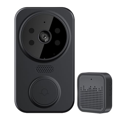 gdsDEs Timbre de Puerta con vídeo Inteligente WiFi, cámara de visión Nocturna, intercomunicador Visual inalámbrico, Timbre Inteligente, vigilancia Interior y Exterior(Black)