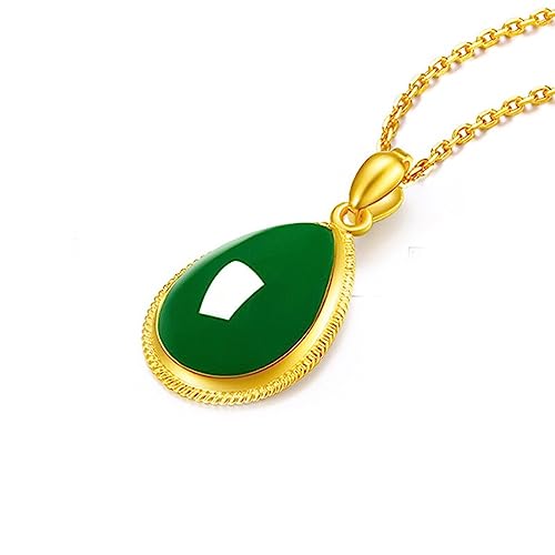 Collier en argent 925 et véritable jade vert façon goutte d'eau - 2
