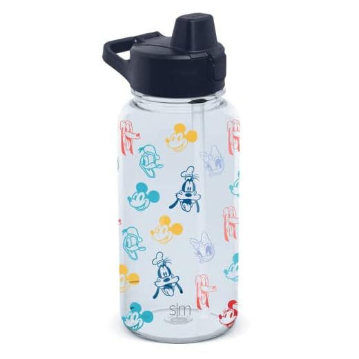 Simple Modern Disney 32oz Water Bottle with Silicone Straw Lid | Reusable BPA-Free Tritan Plastic Lightweight Sports Bottles for Gym, Travel | Summit Collection | Mickey and Friends