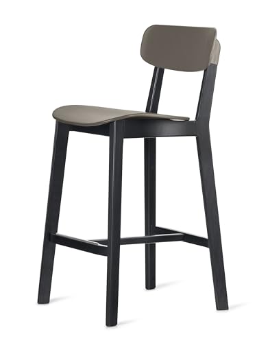 Calligaris, sgabello fisso Cream. Struttura GRAFITE Sedile polipropilene TORTORA OPACO