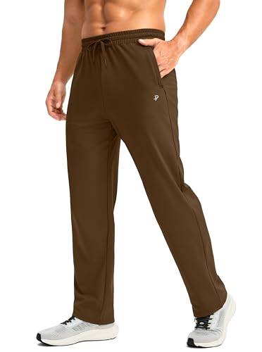 Pudolla Men's Fleece Lined Sweatpants with Zipper Pockets Winter Warm Water Resistant Athletic Pants for Workout Running