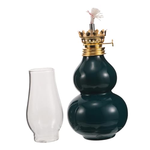 GRIRIW Vintage Kerosen Glass Oil Lamp with Ceramic Base