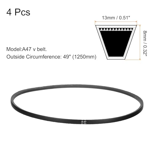 Image of uxcell 4pcs A47 or 4L490 Classic Wrapped Rubber V-Belt, 47 inch(1200mm) Inside Circumference, A Profile V Belt
