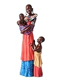 Figurine Africaine de style massai. Composition en polyrésine, tenue traditionnelle colorée et couleurs d'Afrique.