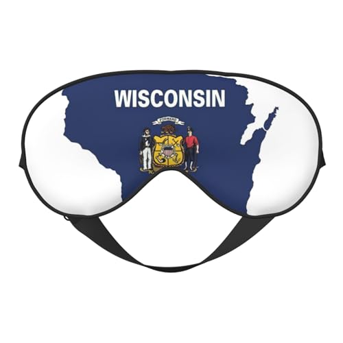 Wisconsin State Flag Map Print Sleep Mask Silk-Like Eye Mask Sleeping Eye Mask for Women Men for Travel Sleep Relaxation