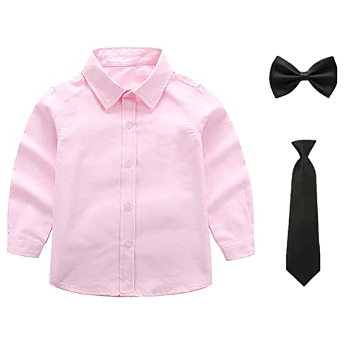 Image of amropi Boy Tuxedo Outfit 5-Piece Long Sleeve Bow-Tie Shirt and Suspender Pants Set for Age 1-13 Years