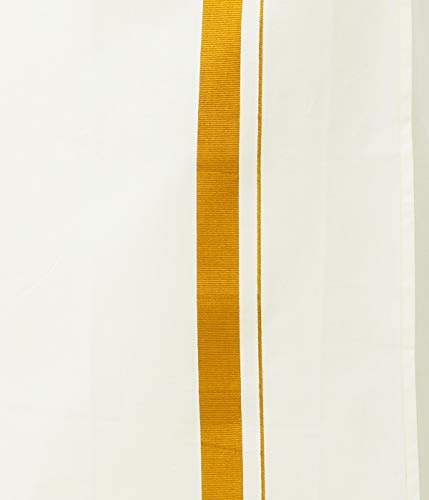 Image of PRAKASAM COTTON Mens White Premium Flexi Size Welcro pocket Dhoti (SS JARI-WHITE)