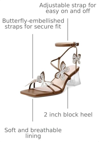 Image of Zamikoo Women's Heeled Sandals Square Open Toe Ankle Strap Block Heels Strappy Clear Heels Chunky Low Heels