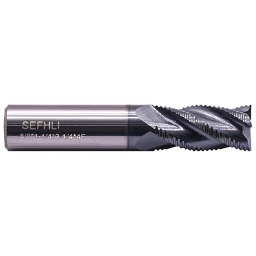 Image of 4 Flute Solid Carbide Roughing End Mill(1Pc, 5 /8 inch), ALCrSiN Nano Coated | 35 Helix, 5 /8 inch Cutting Dia, 5 /8 inch Shank Dia, 1-1 /4 inch LOC, 3-1 /4 inch OAL, for Milling Alloy Steel, Carbon Steel, Cast Iron
