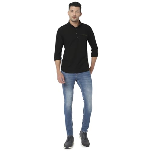 Image of Spykar Men's Regular Fit N /A Full Sleeve Solid Casual Shirts