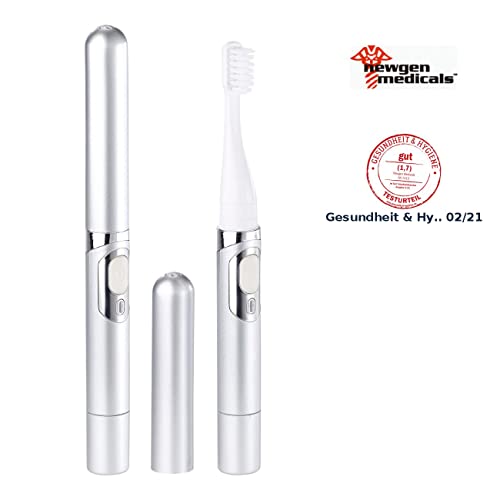 newgen medicals Zahnbürsten: 2er-Set USB-Akku-Reise-Schallzahnbürste 28.000 RpM, IPX7, Timer (Elektrische Zahnbürsten, Elektrische Schall-Zahnbürste, Aufsteckbürsten) – Bild 3