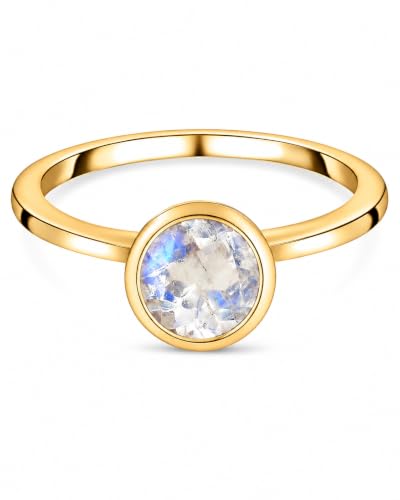 Image of 925 Sterling Silver 18K Gold Plated Birthstone 2 Ct Solitaire Natural Gemstone Ring for Women | Fine Jewelry Gift for Wife, Girlfriend, Sister, Birthday, Anniversary, Rakhi, Rakshabandhan, Valentine's