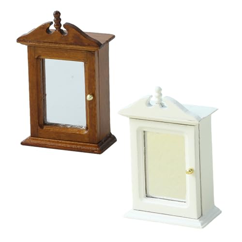 キャビネットミニチュア食器棚 1:12 スケールドールハウス用ロールプレイやディスプレイに最適リアルな木製家具ミニチュア収納キャビネット